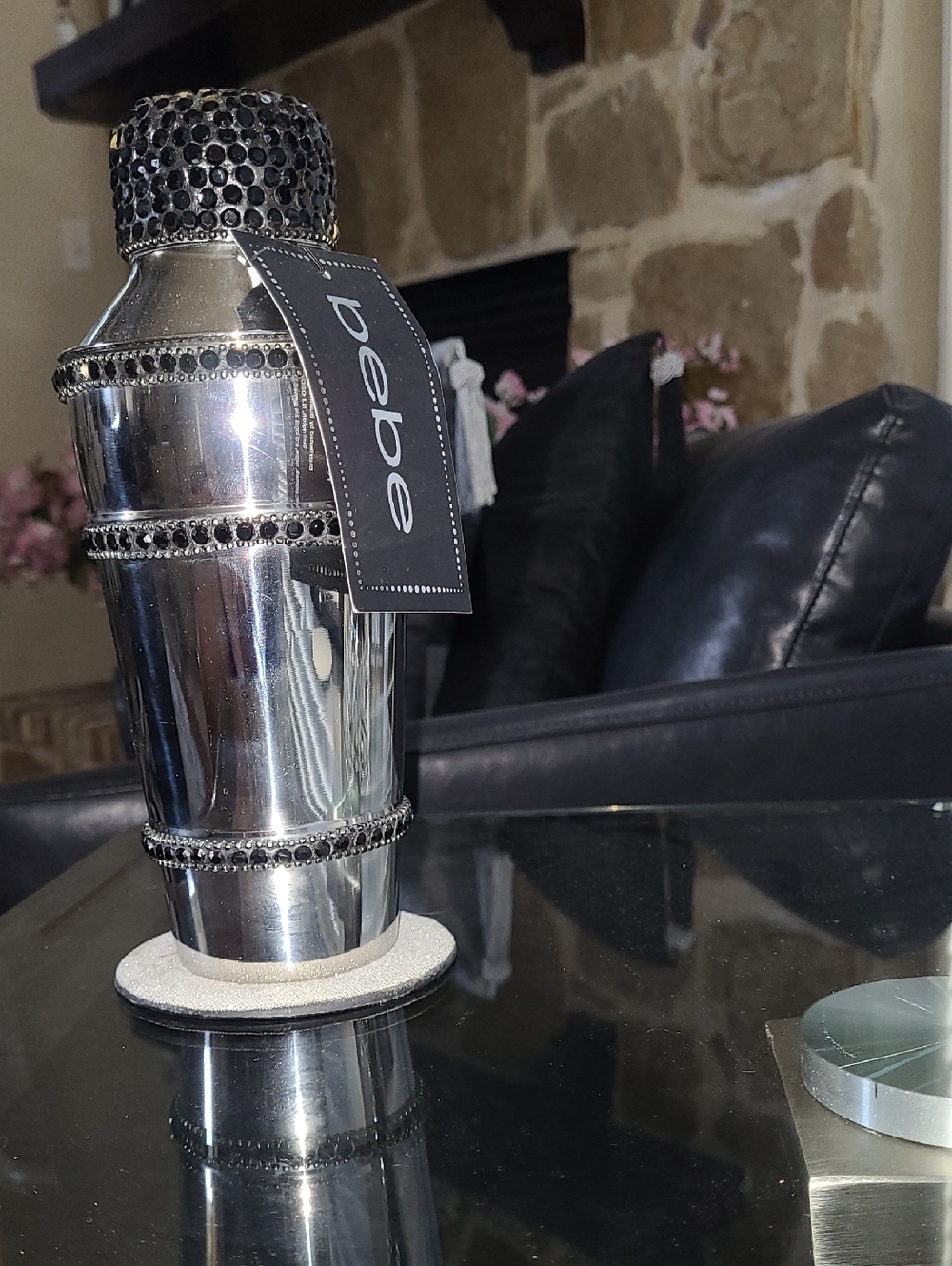 bebe Silver Jeweled Cocktail Shaker